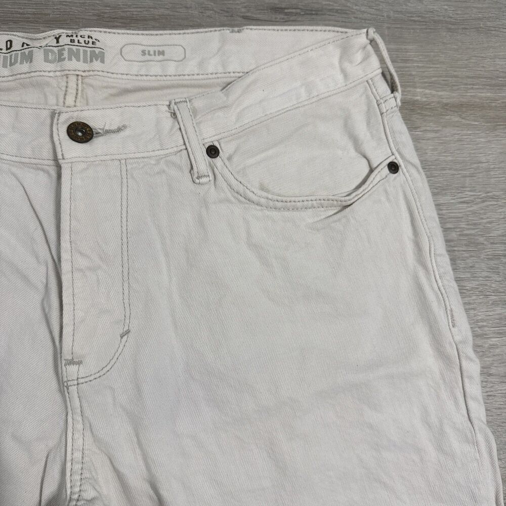Old Navy Denim Shorts Men’s 36 White Premium Slim Cut Off Raw Hem Cotton - Picture 3 of 14